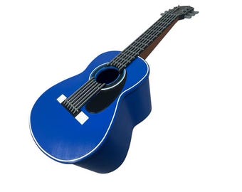 Classical Guitar Birdhouse Bright Blue Brown with Removable Back Unique 3D Print