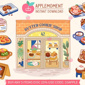 Süße Kawaii druckbare digitale Aufkleber Clipart Illustration Häschen Limonadenstand, PNG, kommerziell