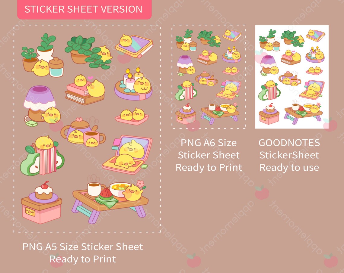 Cute Kawaii Printable Digital Stickers Clipart Daily Chick Life, Cozy ...