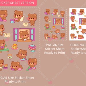 Cute Kawaii Printable Digital Stickers Clipart Daily Bear and Pet Dog ...