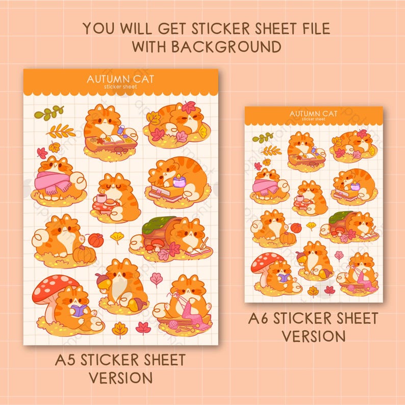 Autumn Cat Clipart, Kawaii Fall Stickers (digital Download) - Etsy
