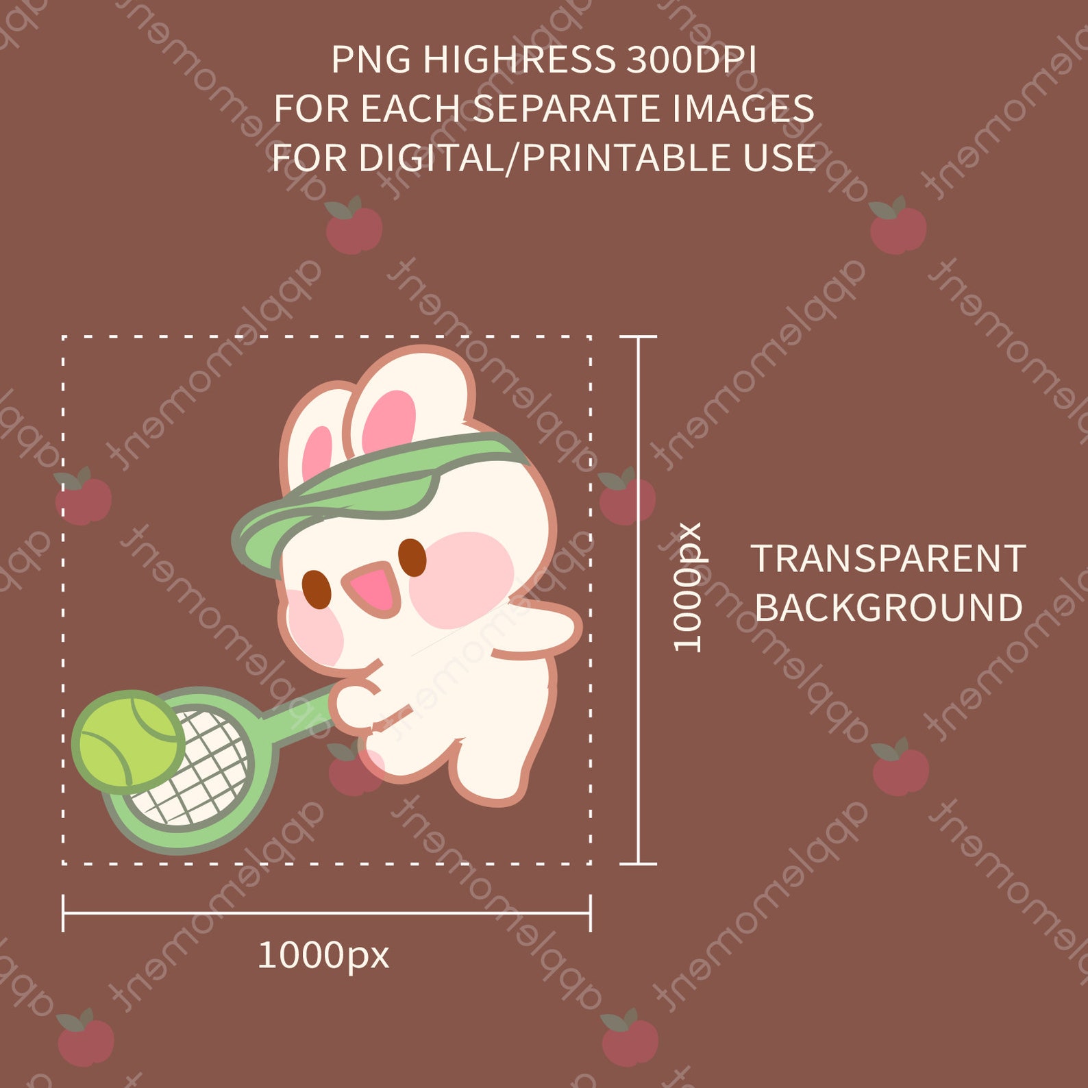 Cute Kawaii Printable Digital Stickers Clipart Sporty Bunny Rabbit ...