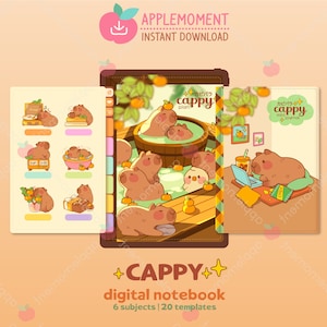 Cute Kawaii Goodnotes Digital Notebook Giant Cavy Rodent Capybara, Notes, Planner, Stickers, Template, Commercial Printable Stickers, PNG