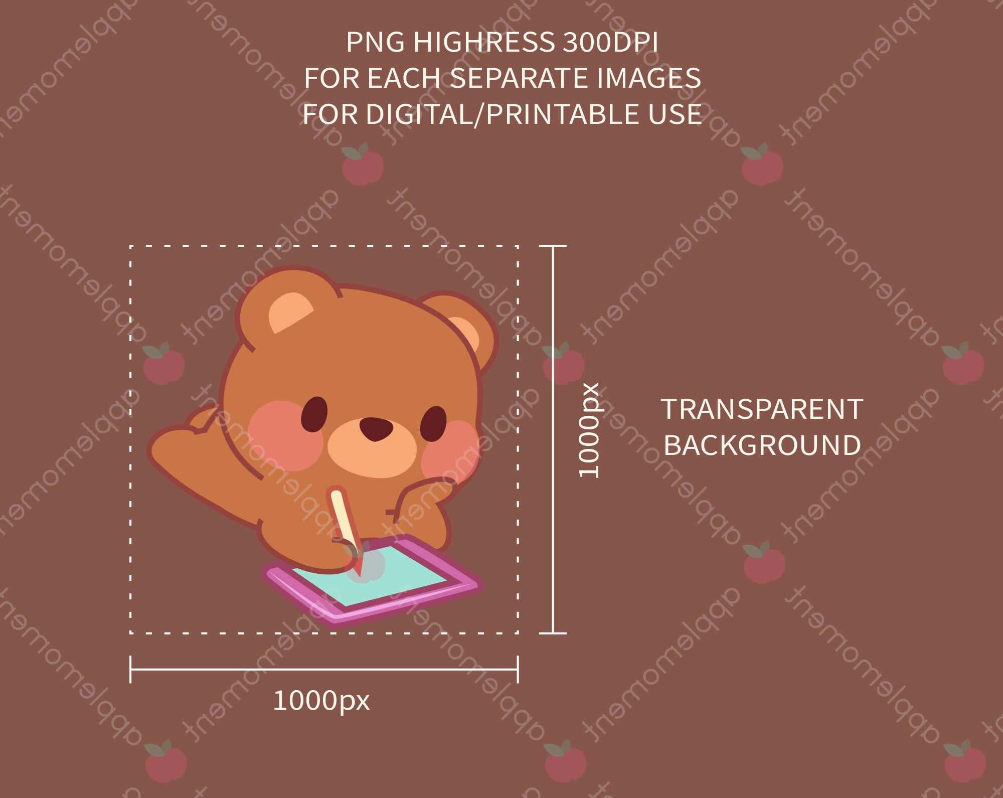 Cute Kawaii Printable Digital Stickers Clipart Daily Bear and Pet Dog ...