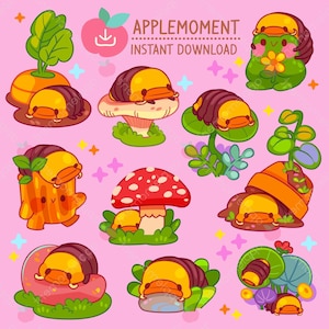 Cute Kawaii Printable Digital Stickers Clipart Animal Isopods Rubber Ducky, PNG, Commercial