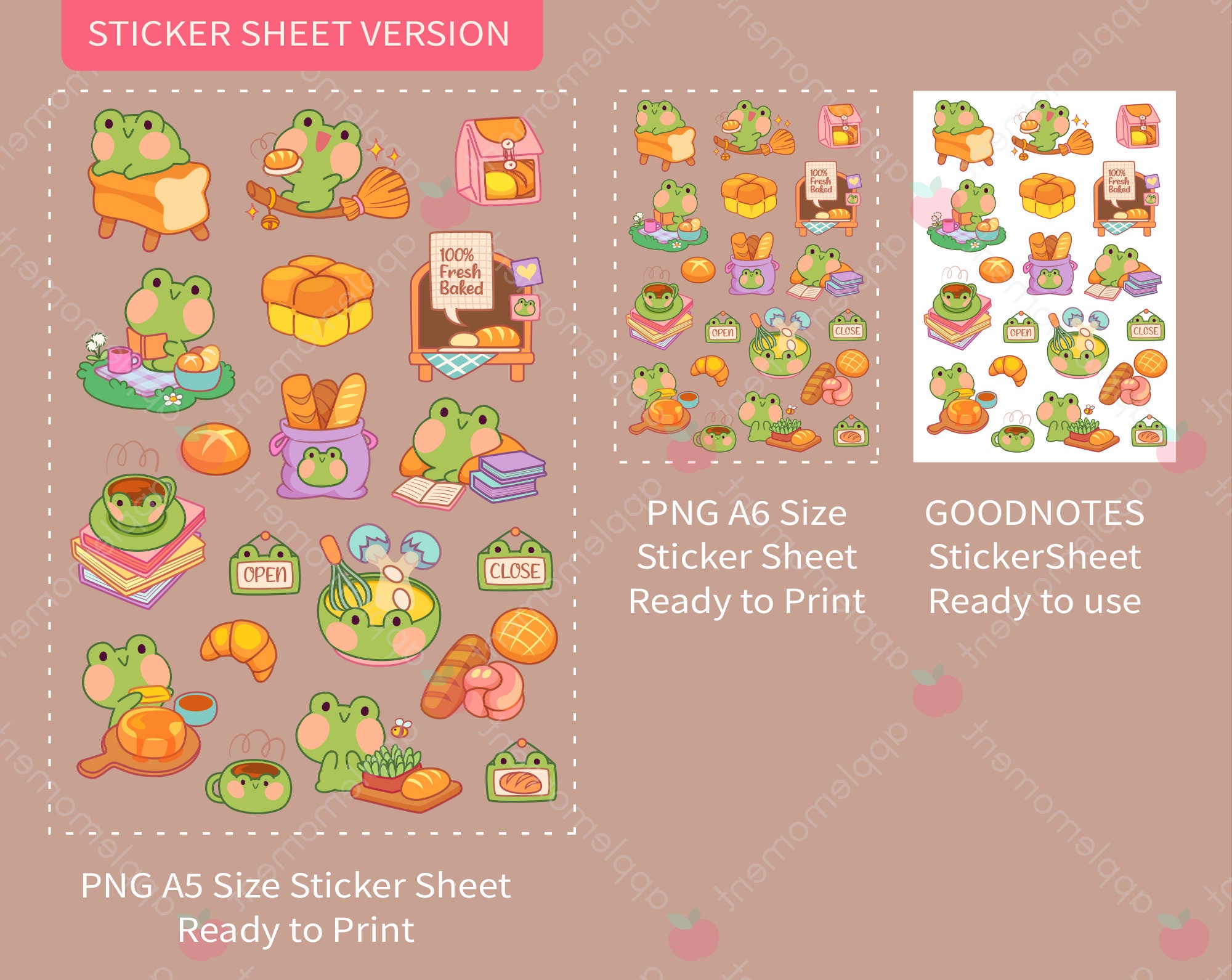Cute Kawaii Printable Digital Stickers Clipart Daily Life of a Frog and ...