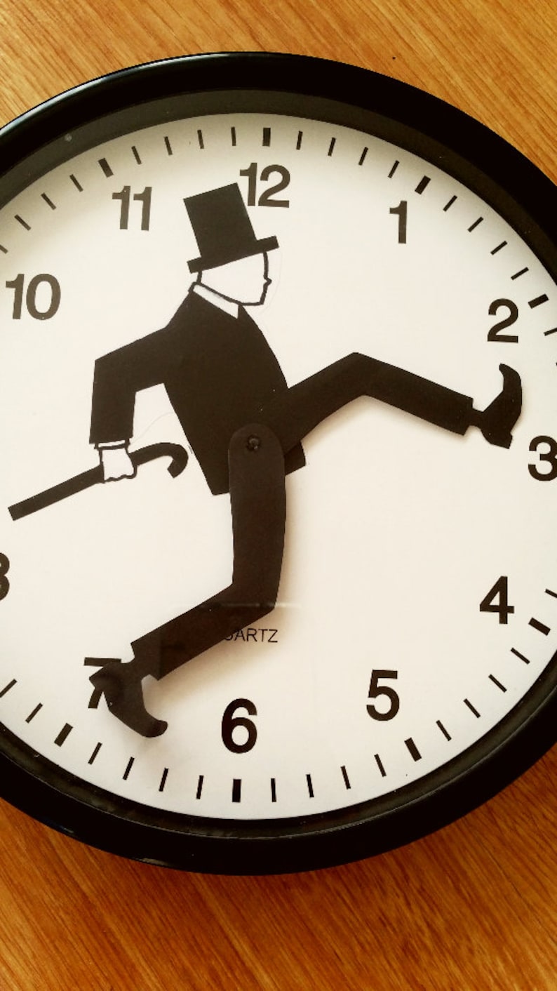 Silly walk clock novelty clock funny wall clock black and | Etsy
