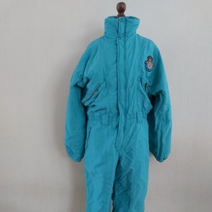 Vintage 80s Blue One Piece Hipster Retro Snow Jumpsuit Ski Suit Size XLarge