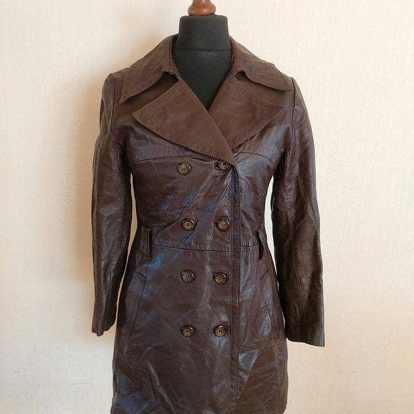 Veste en cuir véritable Suède marron vintage pour femme petite à moyenne taille