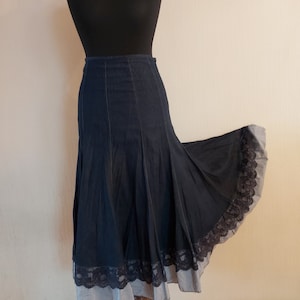Vintage Womens Blue Denim Boho Jeans Skirt Medium size