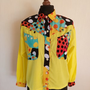 Vintage Womens Cotton Yellow Blouse Size Medium