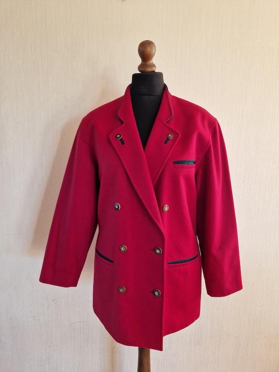 Vintage Red Wool Womens German Trachten Loden Tra… - image 1