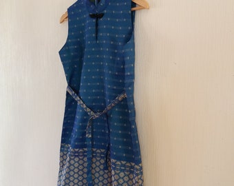 Asian Style Chinese Traditional Blue with Gold Ornament Dress Small to Medium Size