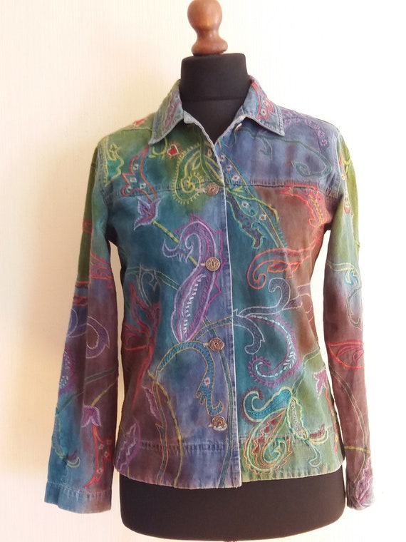 multi color jean jacket