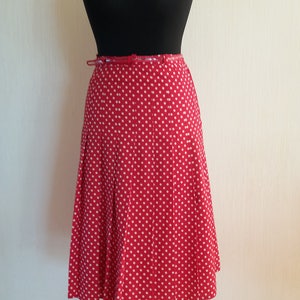 Red White Polka Dot Accordion Long Skirt Medium Size Made in Finland