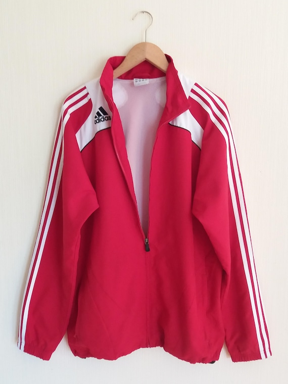 red and white adidas windbreaker