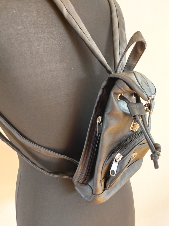 Hipster Black Foux Leather Weekend Travel Backpack - Etsy display picture 1