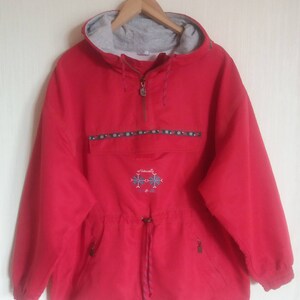 Vintage Red Windbreaker Hipster Jacket Medium Size