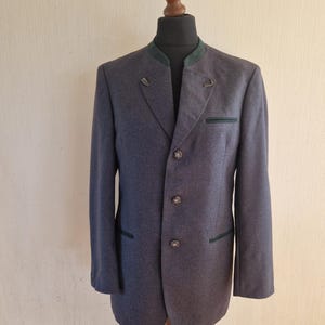 Vintage Classic Austrian Mens Tyrolean Traditional Folk Bavarian Wool Jacket Size Large