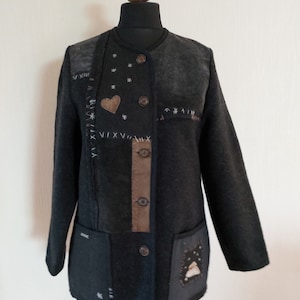 Vintage Damen Wolle Deutsche Trachten Loden Traditionelle Österreichische Oktoberfest Jacke Mittlere Größe