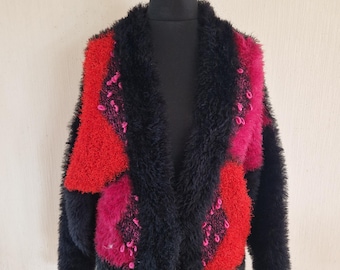 Vintage Womens Fluffy Cardigan Size Medium