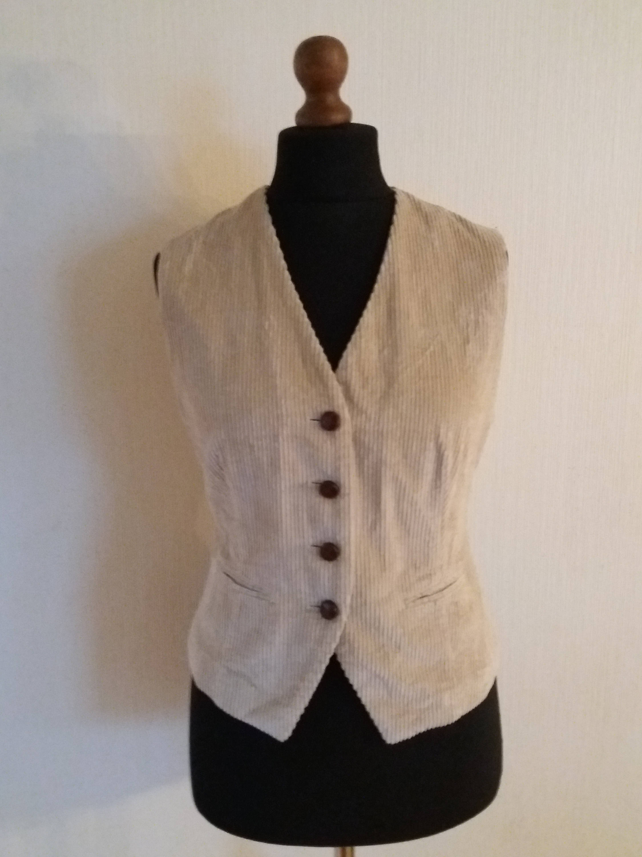 Women's Beige Corduroy Classic Everyday Waistcoat Vest Etsy