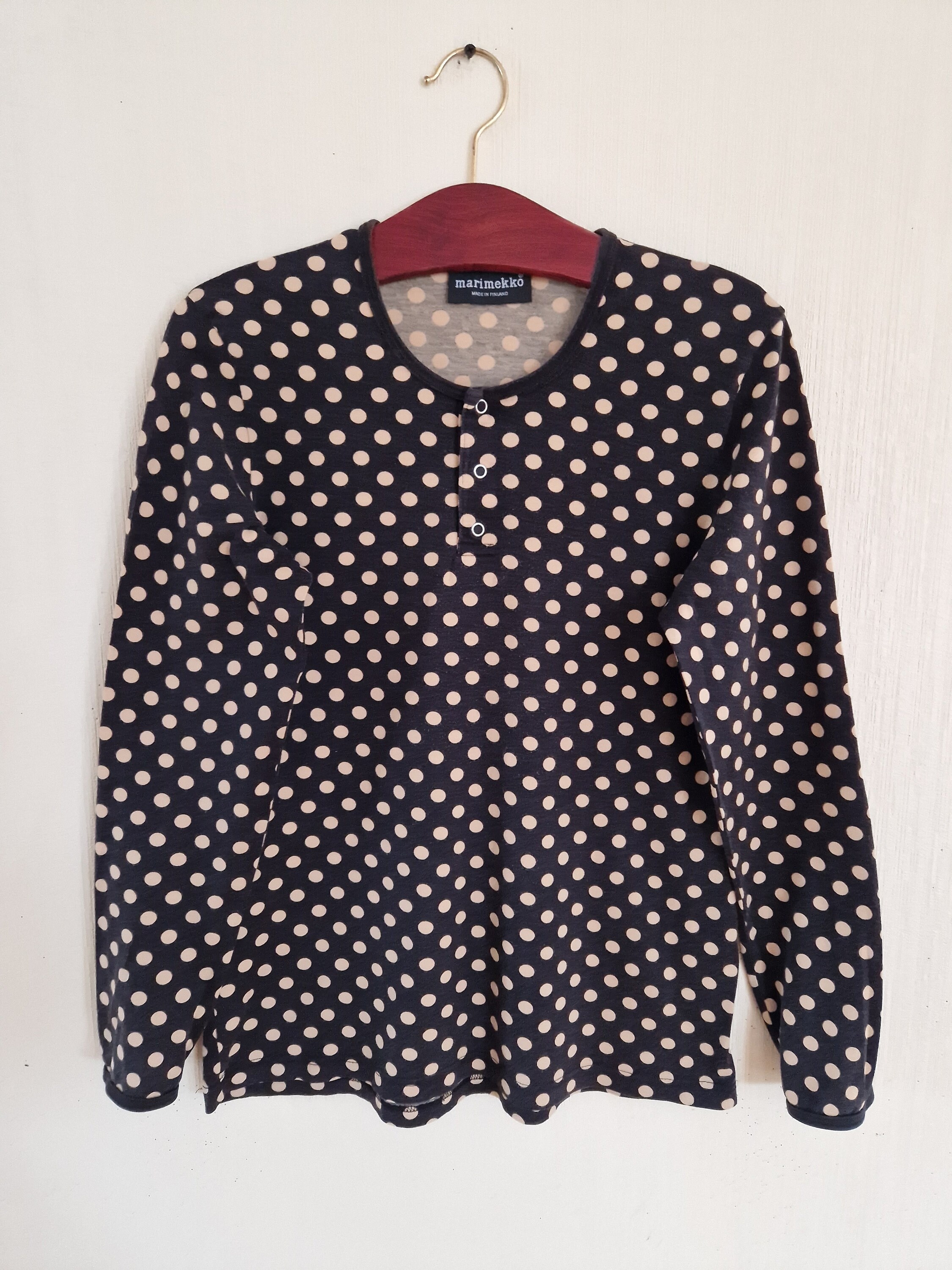 トップス marimekko Vintage Marimekko Polka Dots Women's Top Long Sleeves Size