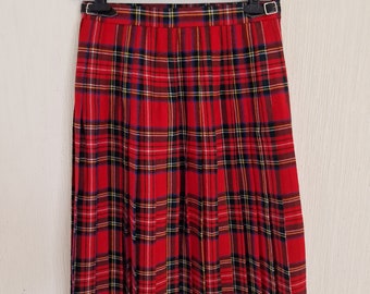 Vintage Schottischer Tartan Karierter authentischer Roter Wickelrock Gr. L