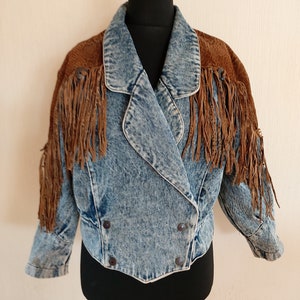 Vintage Blue Denim Womens Jacket Large Size