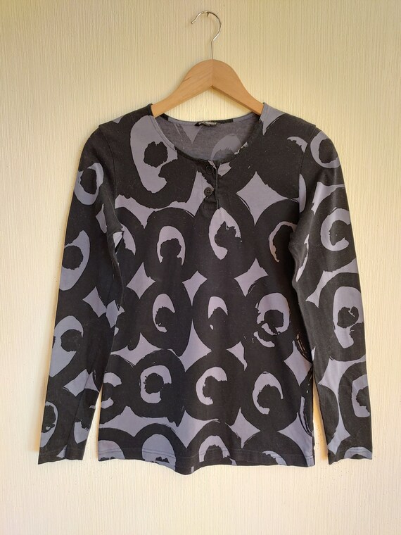 Vintage Marimekko Womens Black With Gray Ornament… - image 1