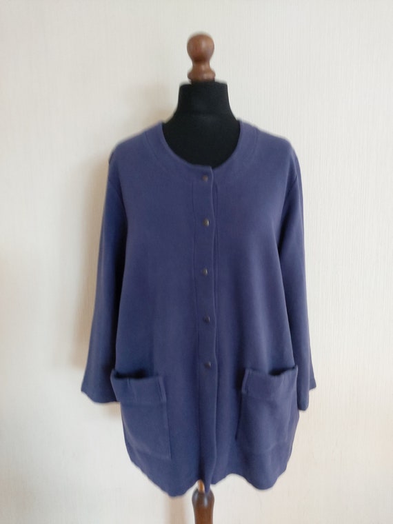 Vintage Women's Marimekko Blue Cotton Jacket Larg… - image 1