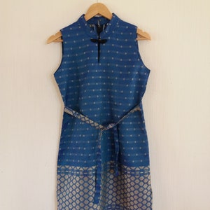 Asian Style Chinese Traditional Blue With Gold Ornament Dress Small to Medium Size