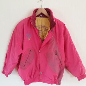 Vintage Womens Pink 80s Outdoor Track Jacket Size Medium