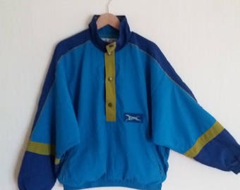 Vintage Blue Windbreaker Hipster Jacket Large Size
