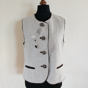 Vintage Womens Dirndl German Austrian Traditional Folk Oktoberfest Linen Vest Size Large