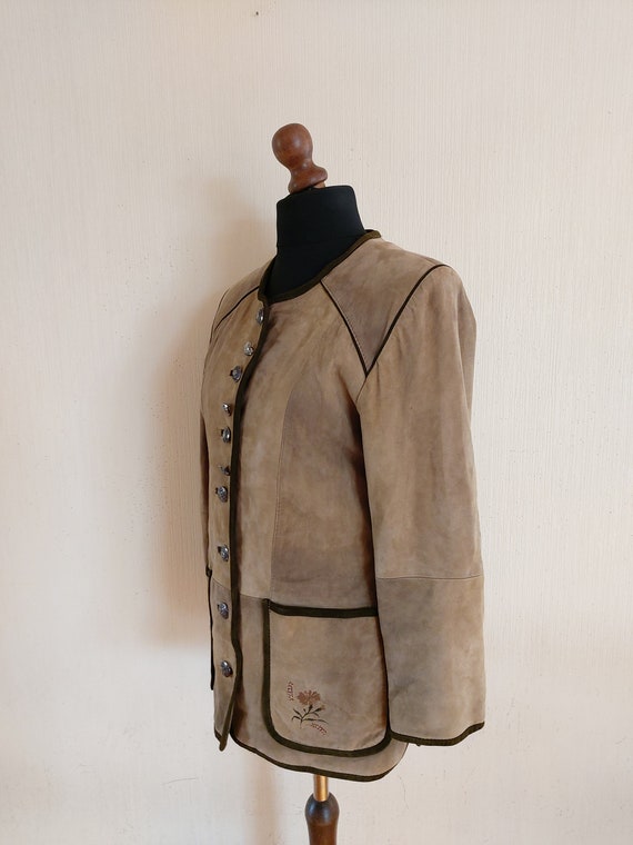 Vintage Light Brown Seude Leather Austrian Bavari… - image 3