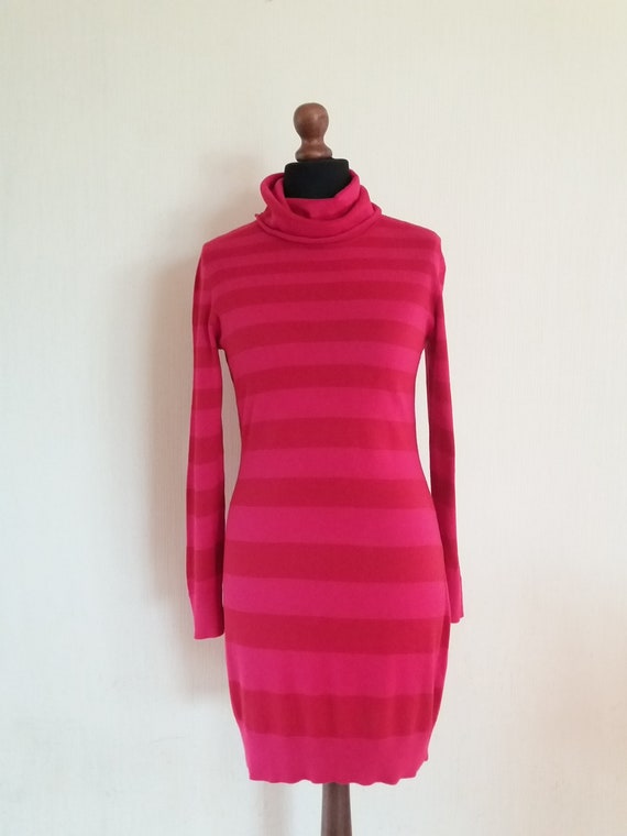 pink and red striped dress