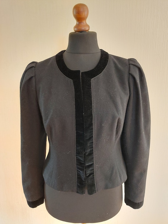 Vintage Black Wool Womens German Trachten Loden T… - image 1