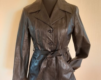 Vintage Sweden Women Black Genuine Leather Jacket Medium Size