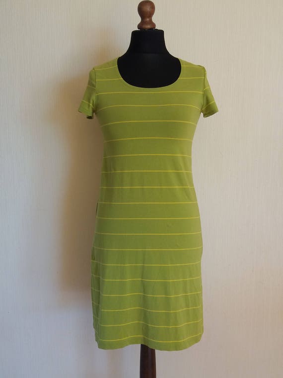 Vintage Marimekko Light Green With Yellow Striped