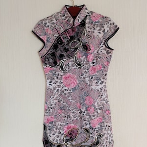 Vintage Asian Style Chinese Traditional Blue With Flower Dress XSmall  Size