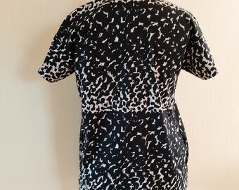 Vintage MARIMEKKO Womens Black/white Ornament Cotton Shirt