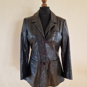 Vintage Black Women Warm Genuine Leather Coat Large Size