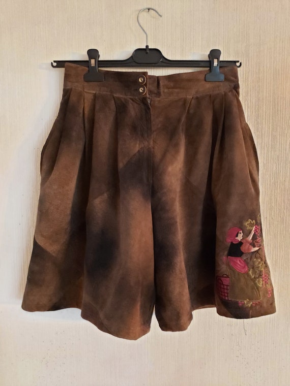 Vintage Brown Genuine Suede Leather Shorts - image 1