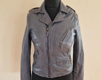 Vintage Sweden Gray Soft Genuine Leather Jacket Small Size