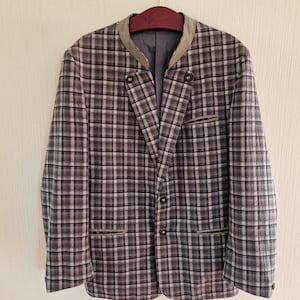 Vintage Classic Austrian Mens Tyrolean Traditional Folk Bavarian Linen Cotton Jacket Size XLarge to XXLarge