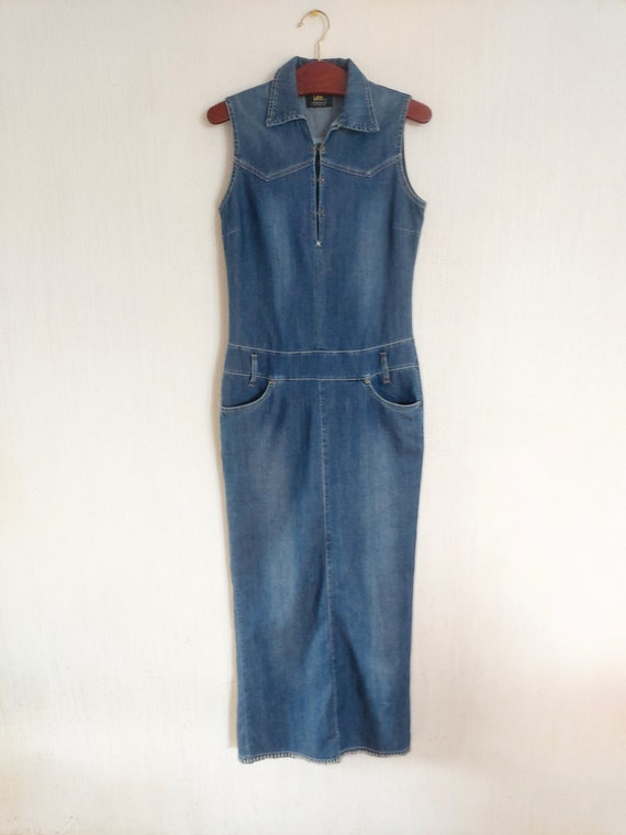 lee denim dress Lee Seamed Denim Mini Dress Evening Blue (Size S)