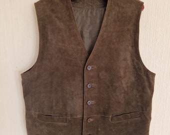 Vintage Seude Leather Mens Gentlemen's Formal Vest Medium to Large Size