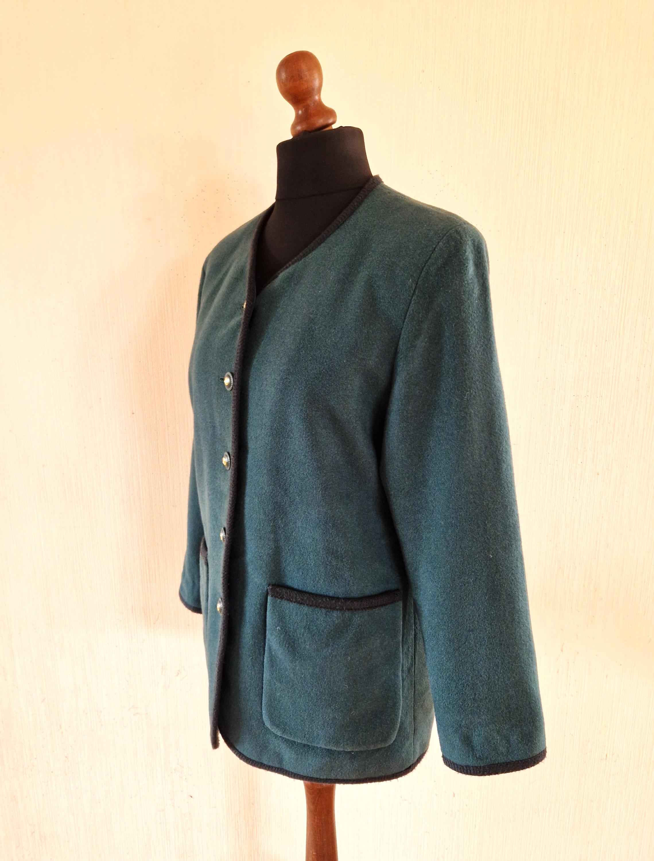 Veste Femme En Laine LODEN Vert - Style DIRNDL Allemand Ou équitation - Taille M (tour De Buste 40")