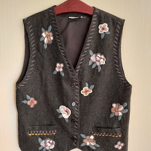 Vintage Gray Wool Women&#39;s Elegant Formal Vest XLarge to XXLarge Size